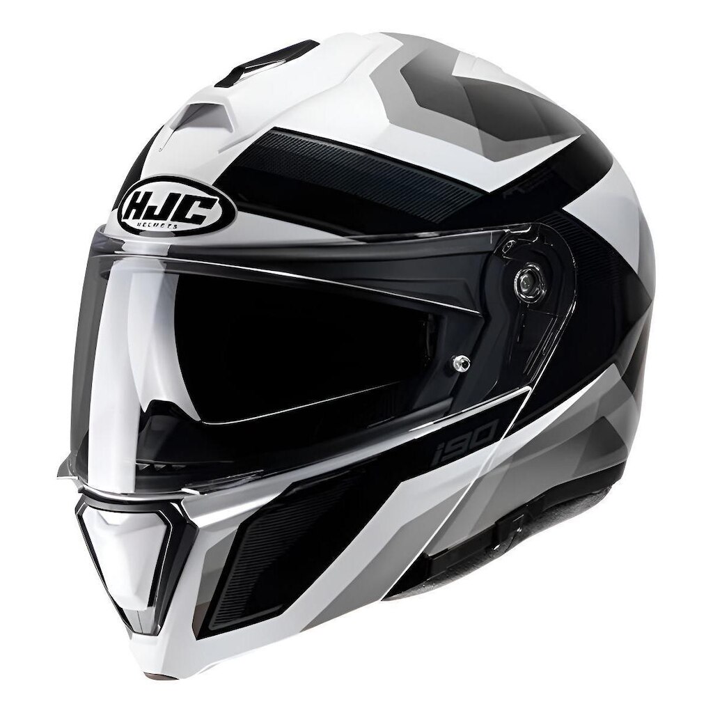 Capacete Escamotiavel Hjc I90 Lark Preto Branco Cinza