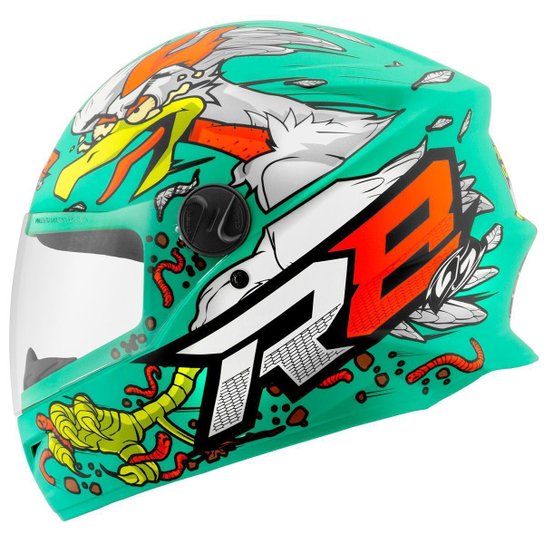 Capacete Fechado Pro Tork R8 Rocket Chicken Fosco - Azul Menor preço em Capacete Fechado Pro Tork R8 Rocket Chicken Fosco - Azul