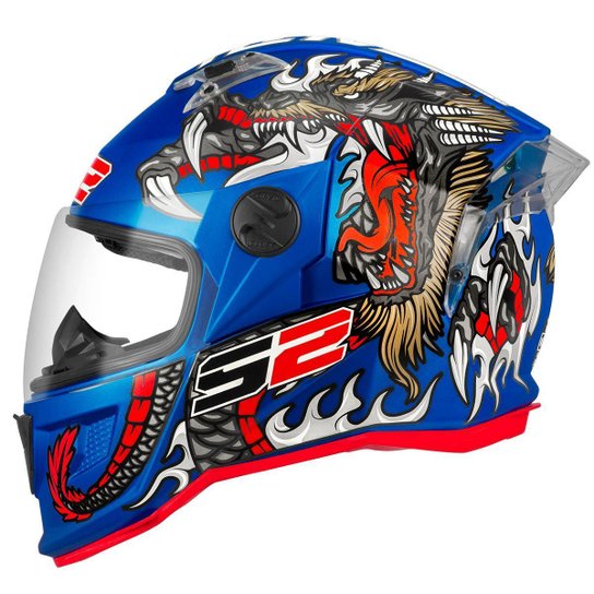 Capacete Fechado Pro Tork Stealth Dragon Viseira Cristal - Azul Menor preço em Capacete Fechado Pro Tork Stealth Dragon Viseira Cristal - Azul