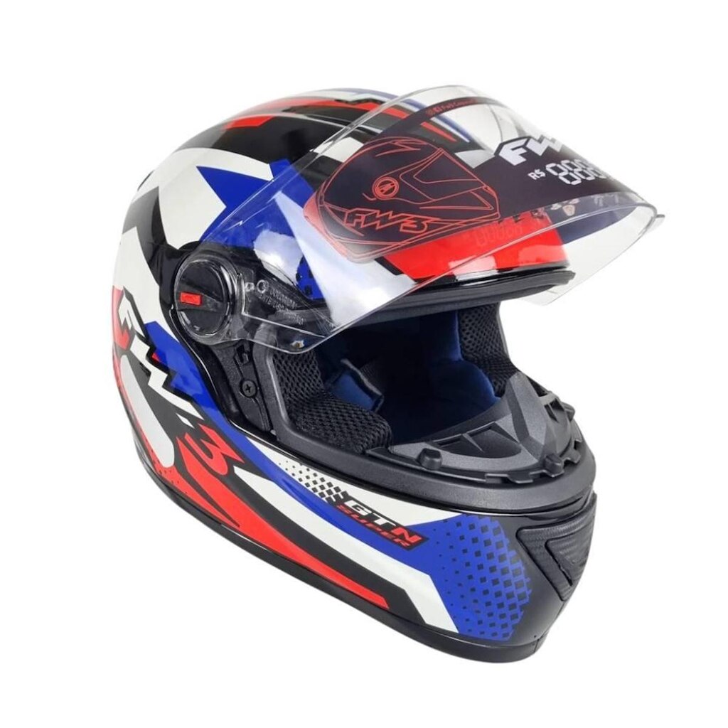 Capacete Fw3 GTN Super Azul e Vermelho