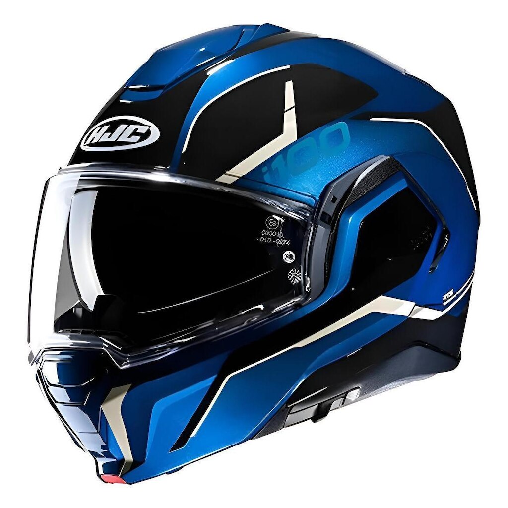 Capacete Hjc I100 180 Lorix Escamoteavel Preto Azul Branco