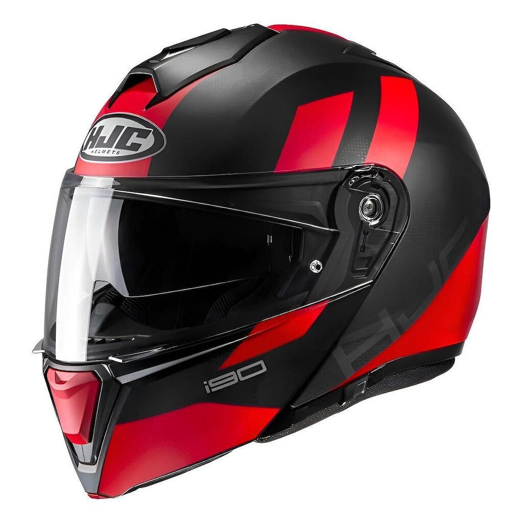 Capacete Hjc I90 Syrex Escamoteável Preto E Vermelho