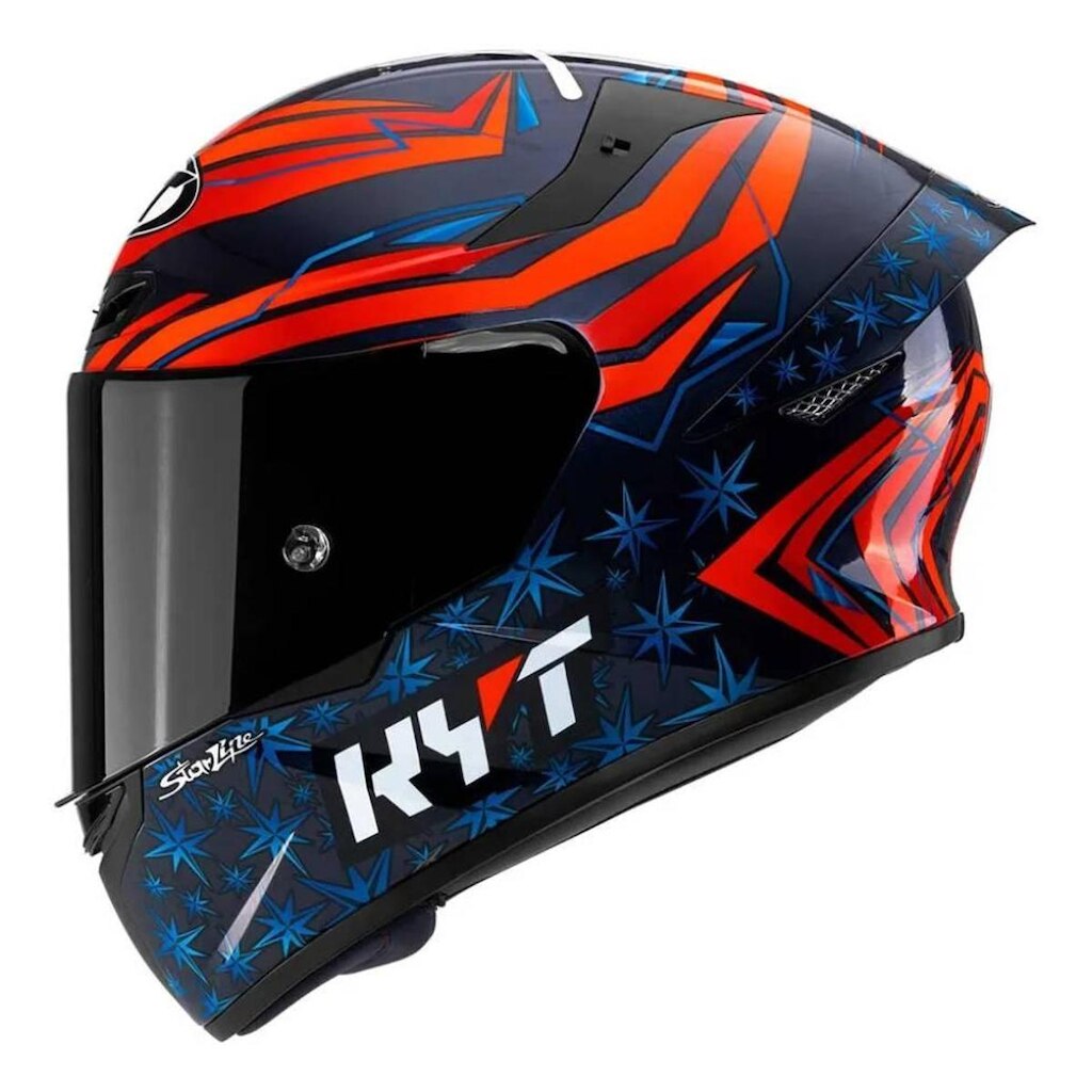 Capacete KYT TT Course Fernandez 2022 Azul e Vermelho