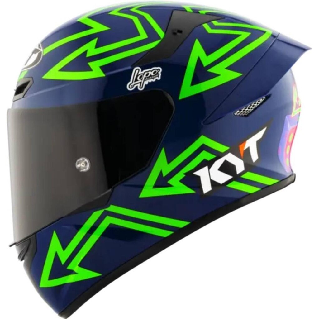 Capacete KYT TT Course Manzi Azul e Verde