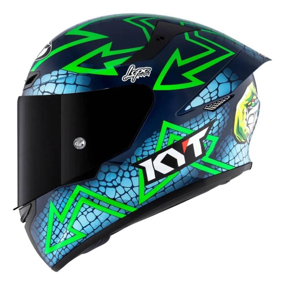Capacete KYT TT Course Manzi Misano 23 Arrow - Azul+Verde | Netshoes