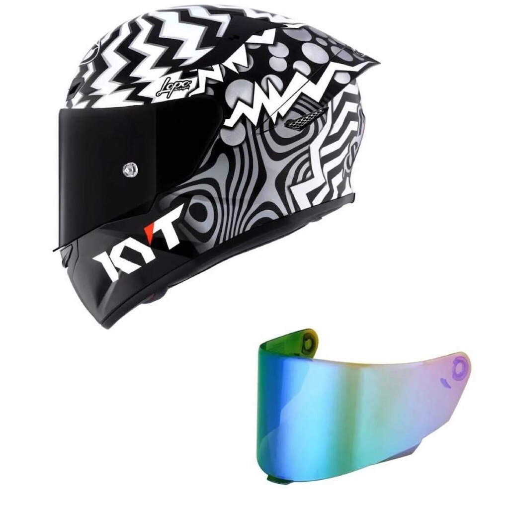 Capacete KYT TT Course Sava Winter Preto e Branco Mais Viseira Camaleão