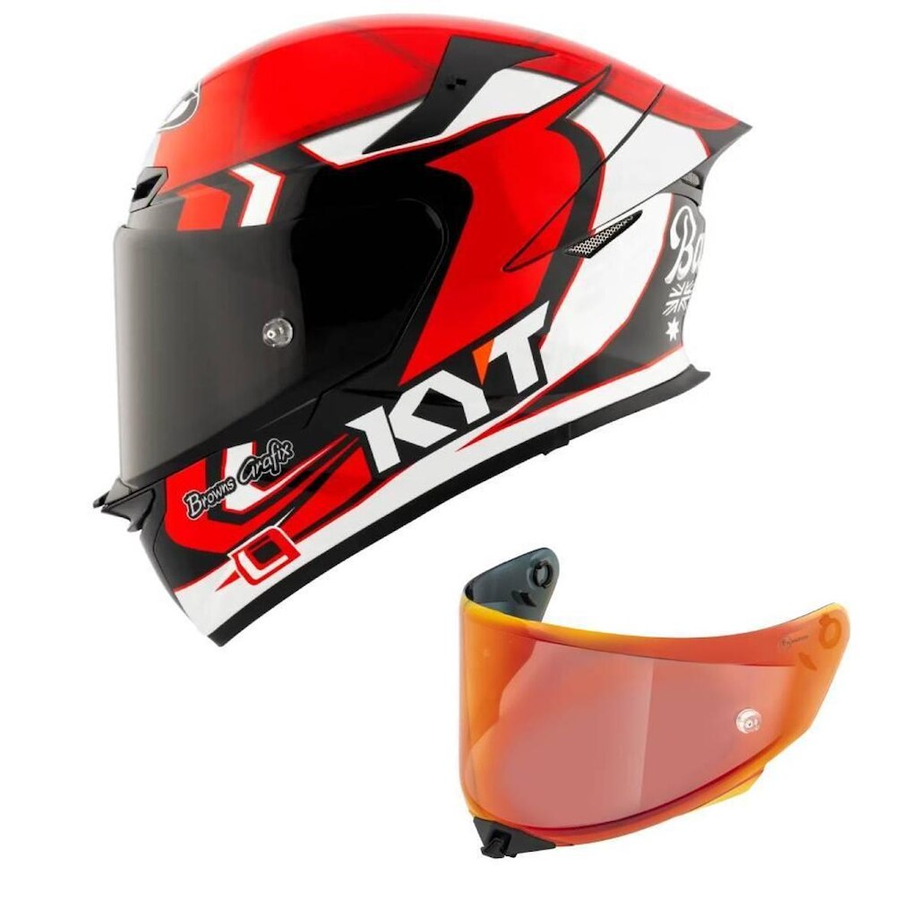 Capacete KYT TT Revo Bayliss Preto Branco e Vermelho Mais Viseira Vermelha