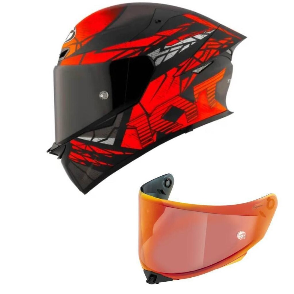 Capacete KYT TT Revo Combustion Preto e Vermelho Mais Viseira Vermelha