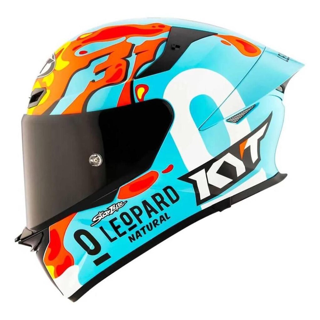 Capacete KYT TT Revo Leopard Aragon Azul e Vermelho
