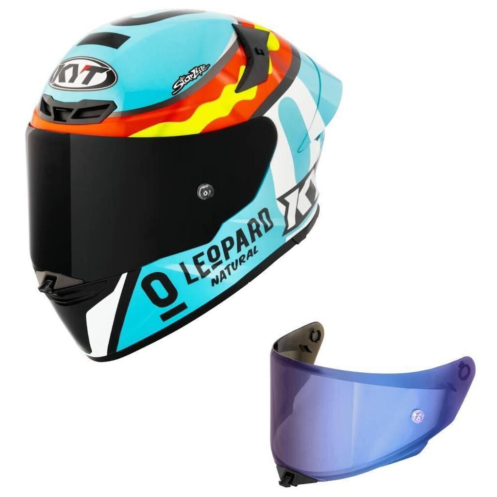 Capacete KYT TT Revo Leopard Spaniard Azul Mais Viseira Azul