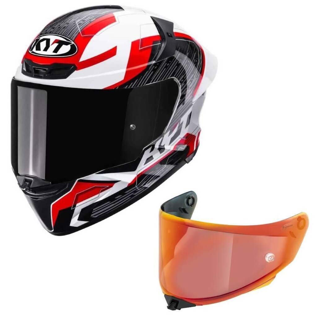 Capacete KYT TT Revo Speeding Branco e Vermelho Mais Viseira Vermelha
