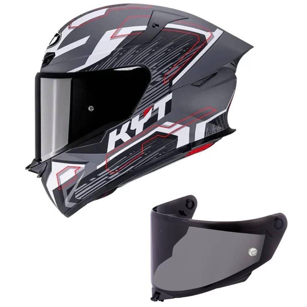 Capacete KYT TT Revo Speeding Preto e Cinza Mais Viseira Fumê