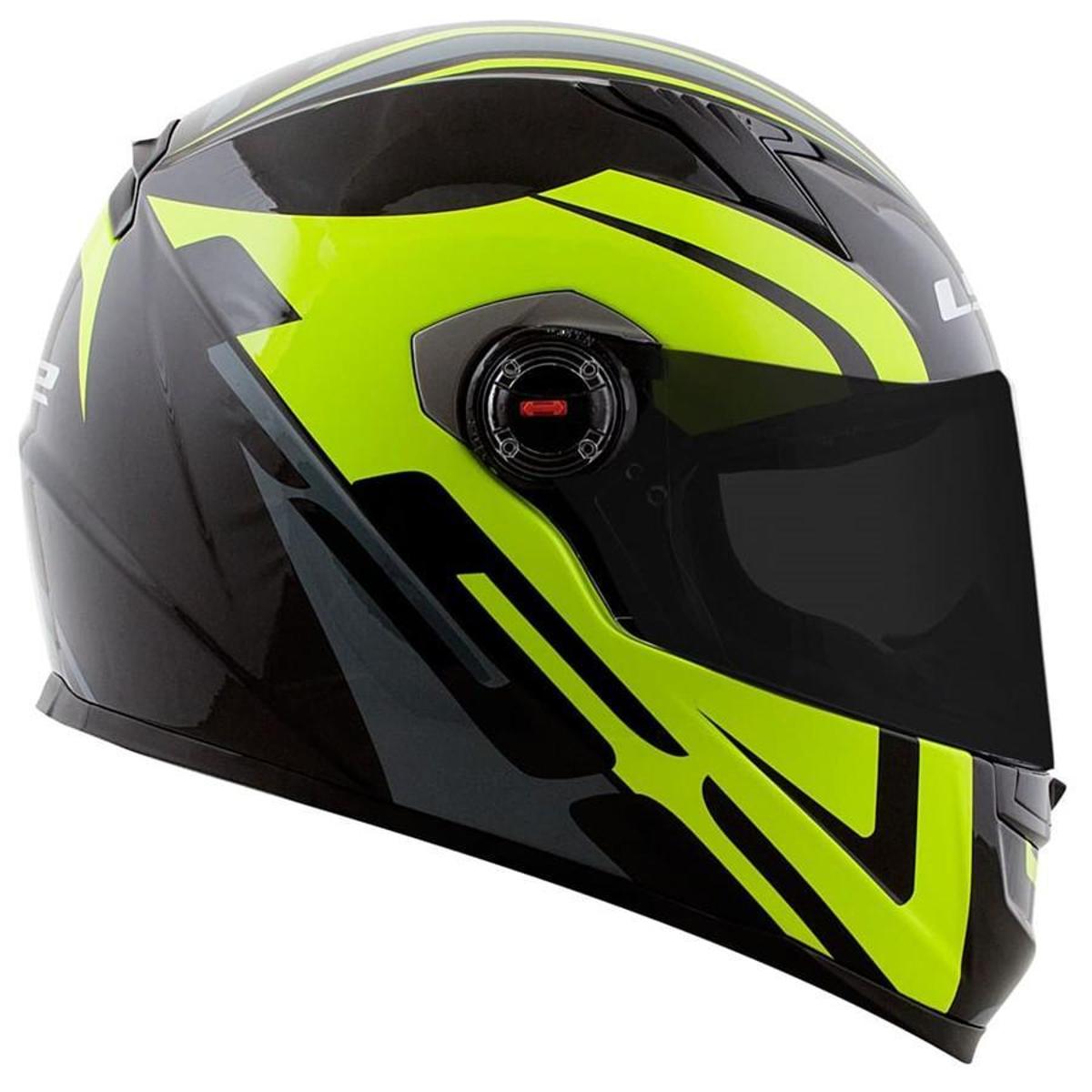 Capacete LS2 FF358 Classic Touring Preto e Amarelo Com Viseira De