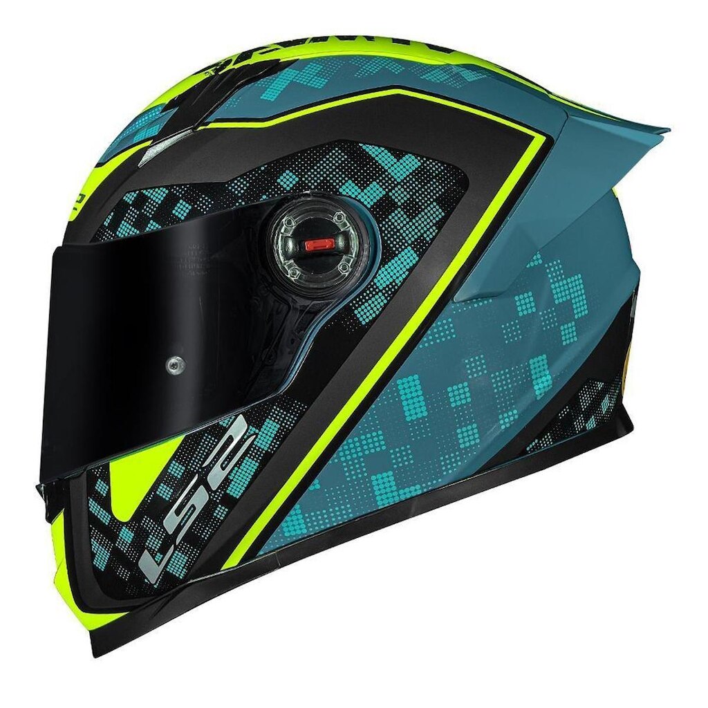 Capacete LS2 FF358 S Striker Azul e Amarelo Fluorescente Brilhante Com Spoiler