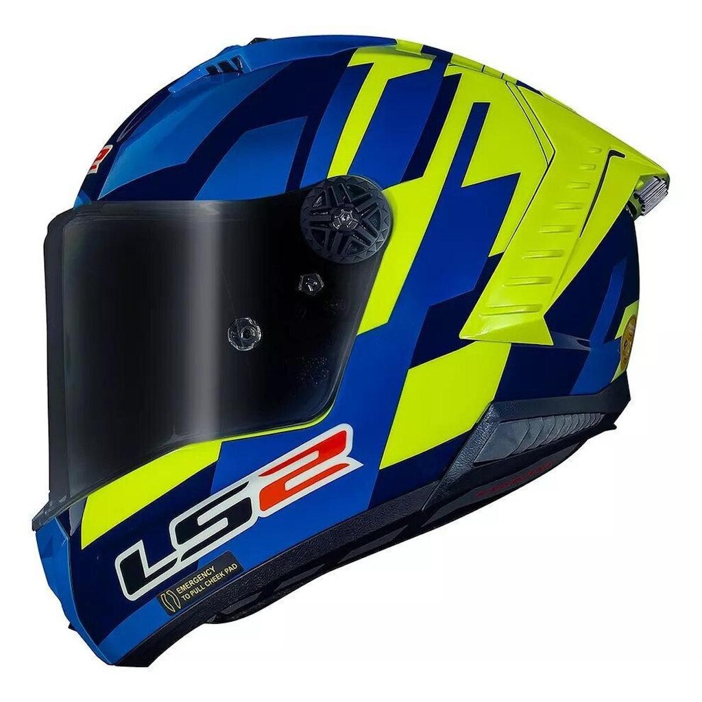 Capacete LS2 FF805 Thunder Carbon Gas Azul e Amarelo Carbono