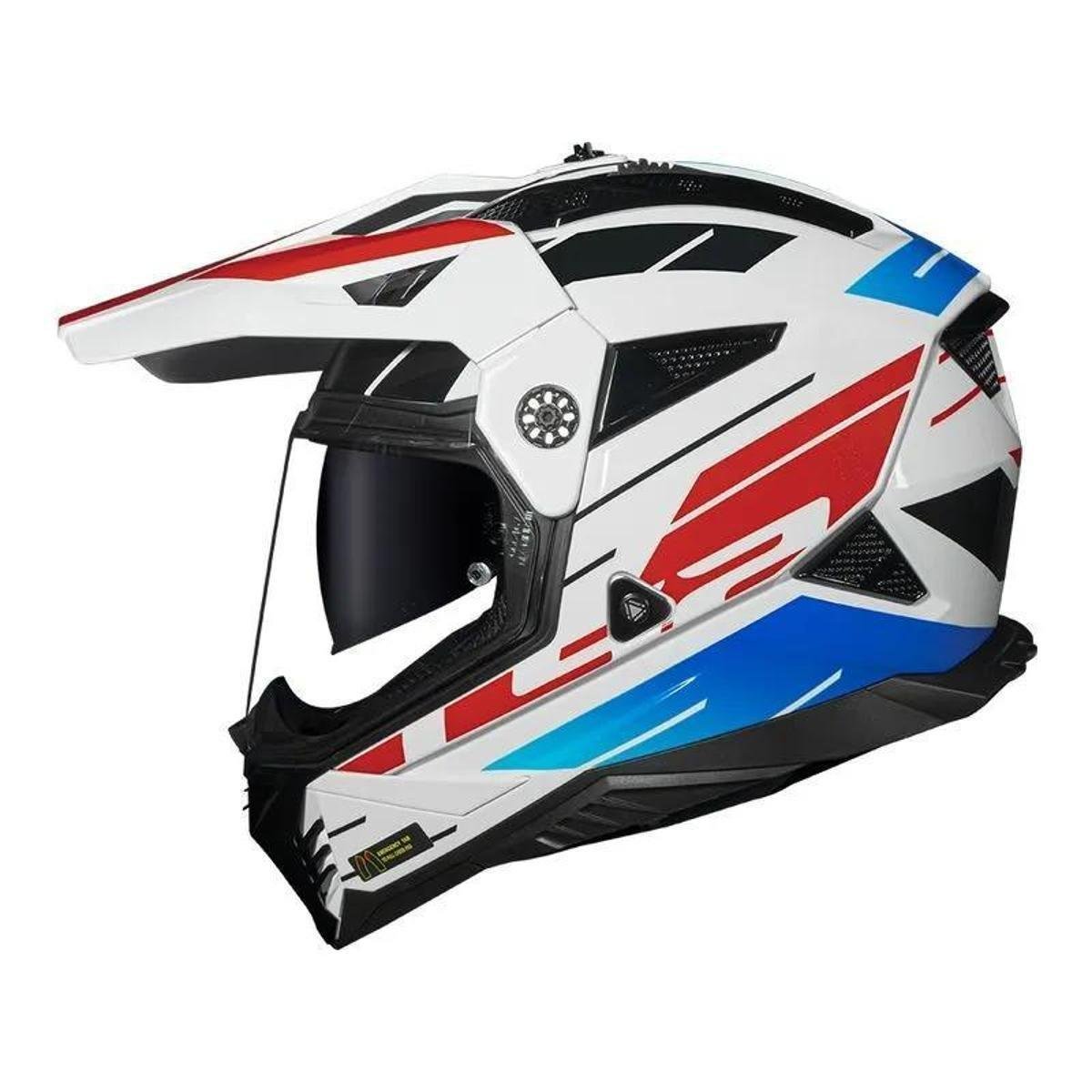 Capacete LS2 MX702 Pioneer II Namib Branco Azul e Vermelho - Azul+