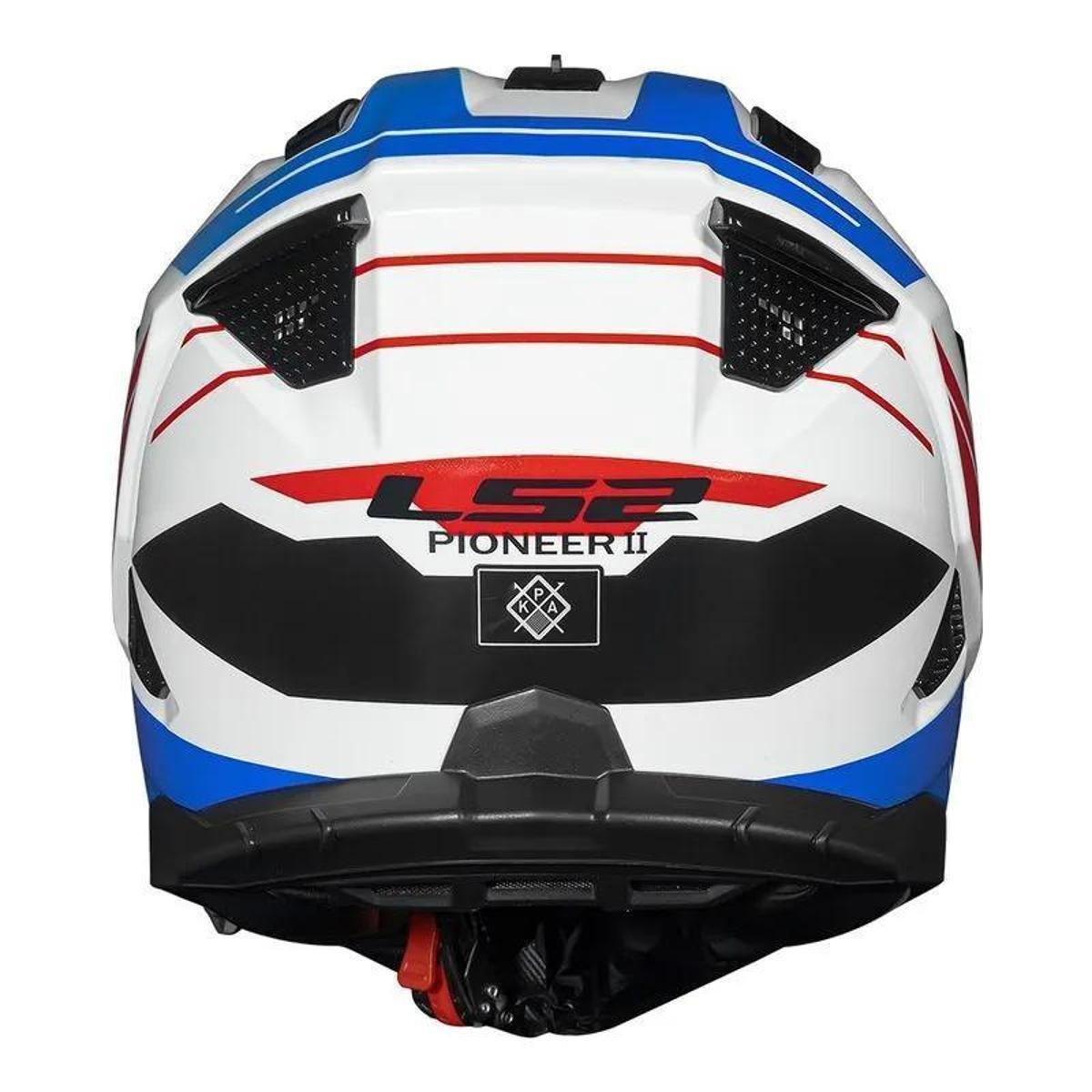 なすび Capacete LS2 MX702 Pioneer II Namib Branco Azul e Vermelho - Azul+
