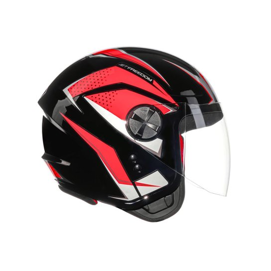 Capacete Moto Aberto Fly Jet Freedom Feminino Masculino - Preto+Vermelho Menor preço em Capacete Moto Aberto Fly Jet Freedom Feminino Masculino - Preto+Vermelho