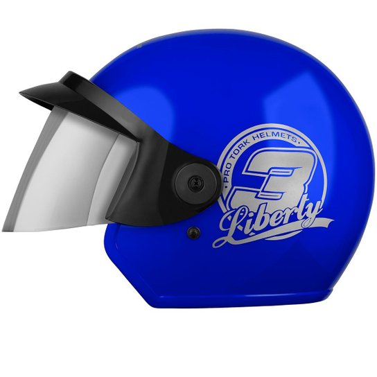 Capacete Moto Aberto Pro Tork Liberty 3 Viseira Cromada - Azul Menor preço em Capacete Moto Aberto Pro Tork Liberty 3 Viseira Cromada - Azul
