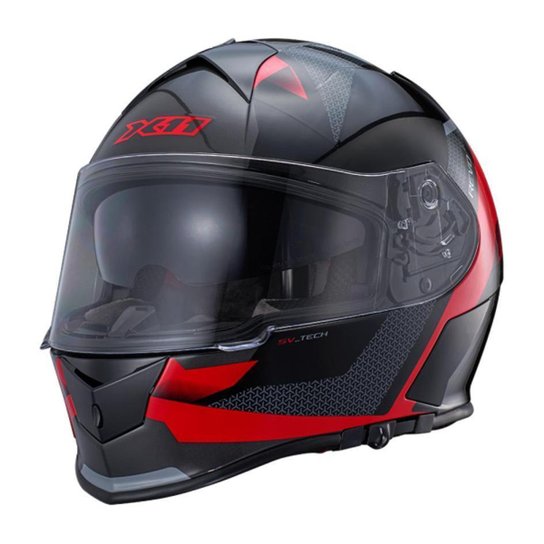 Capacete Moto X11 Revo Vision SV Integral com Viseira Solar - Preto+Vermelho Menor preço em Capacete Moto X11 Revo Vision SV Integral com Viseira Solar - Preto+Vermelho