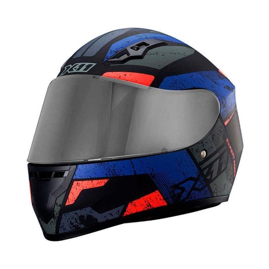 Capacete Moto X11 Trust Pro Ballads C/ Viseira Extra Motoboy - Azul+Laranja Menor preço em Capacete Moto X11 Trust Pro Ballads C/ Viseira Extra Motoboy - Azul+Laranja