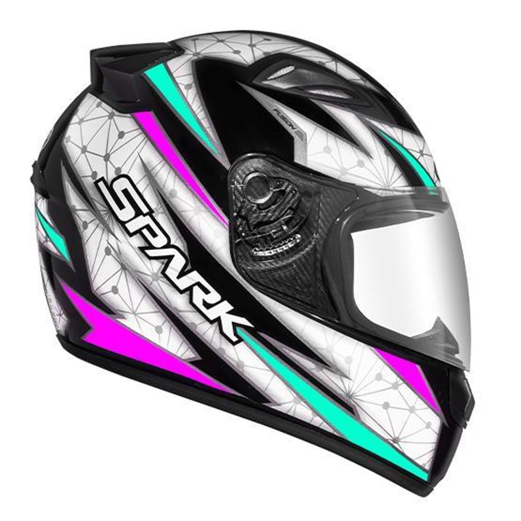 Capacete New Spark Fusion Preto e Tifany Brilhante