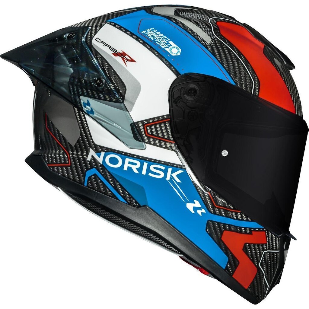 Capacete Norisk Carbon R Rider Branco Azul Vermelho