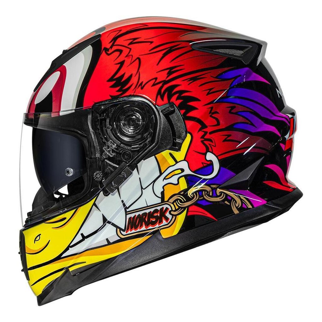Capacete Norisk FF302 Loko Branco Vermelho e Amarelo