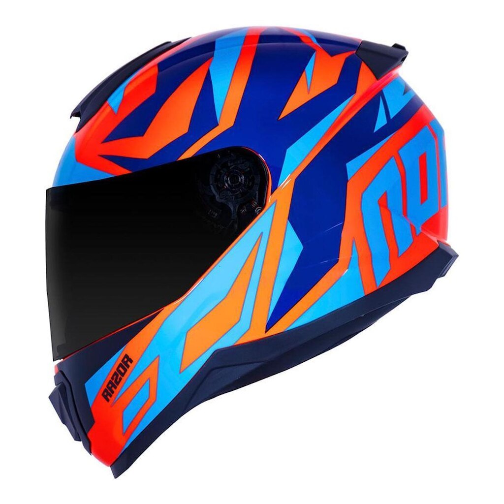 Capacete Norisk FF802 Razor Cutting Azul e Laranja