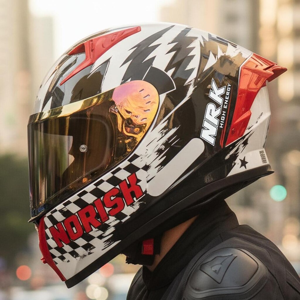 Capacete Norisk Flow Daytona Branco Vermelho