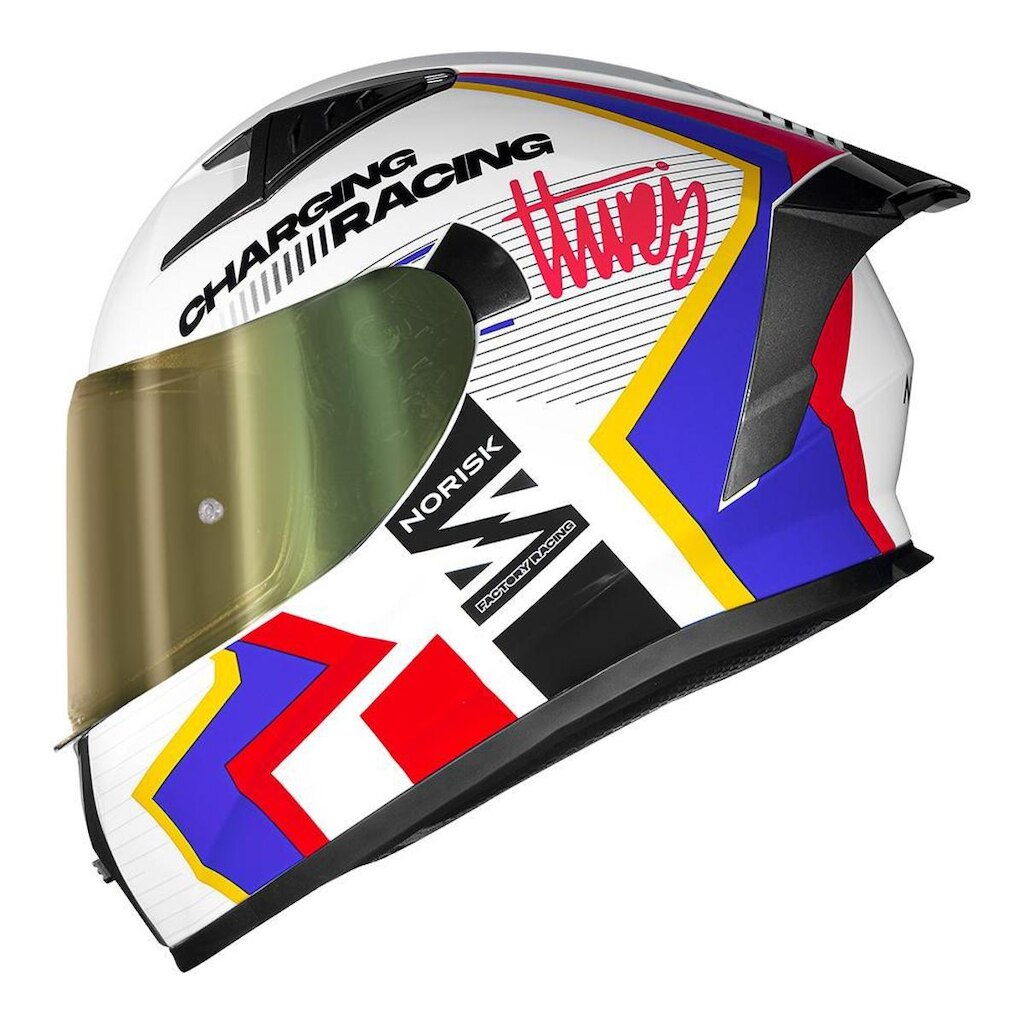 Capacete Norisk Flow Vizion Branco Azul e Vermelho