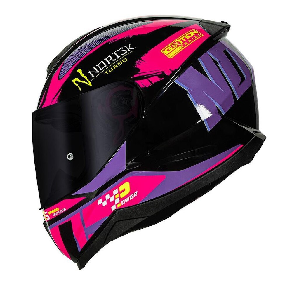 Capacete Norisk Razor Turbo Preto Roxo e Rosa