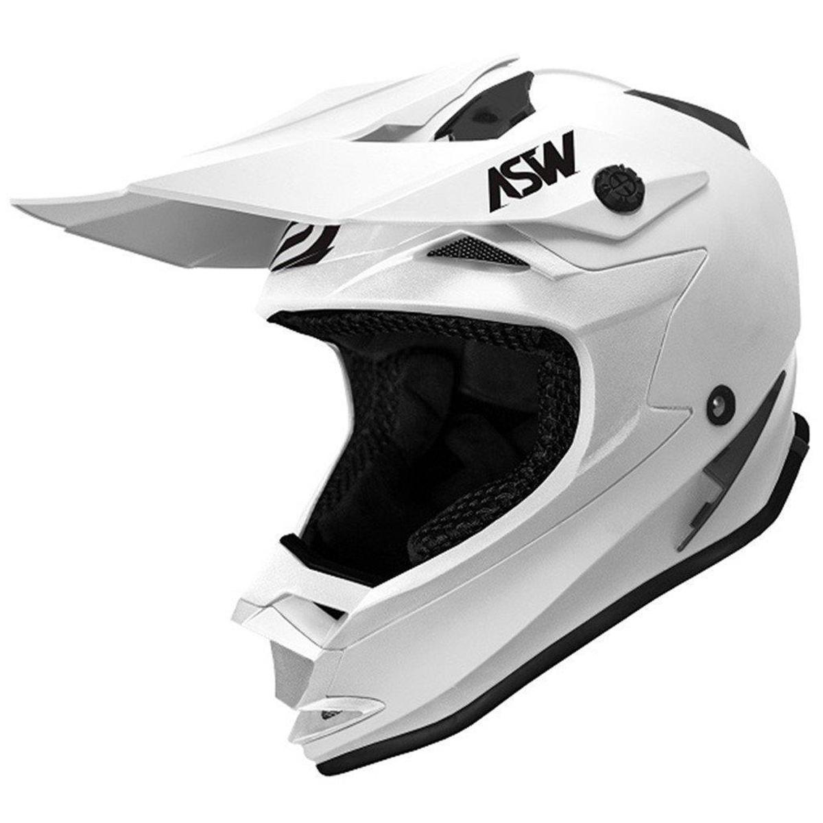 Capacete para Motocross ASW Fusion Solid - Branco | Netshoes