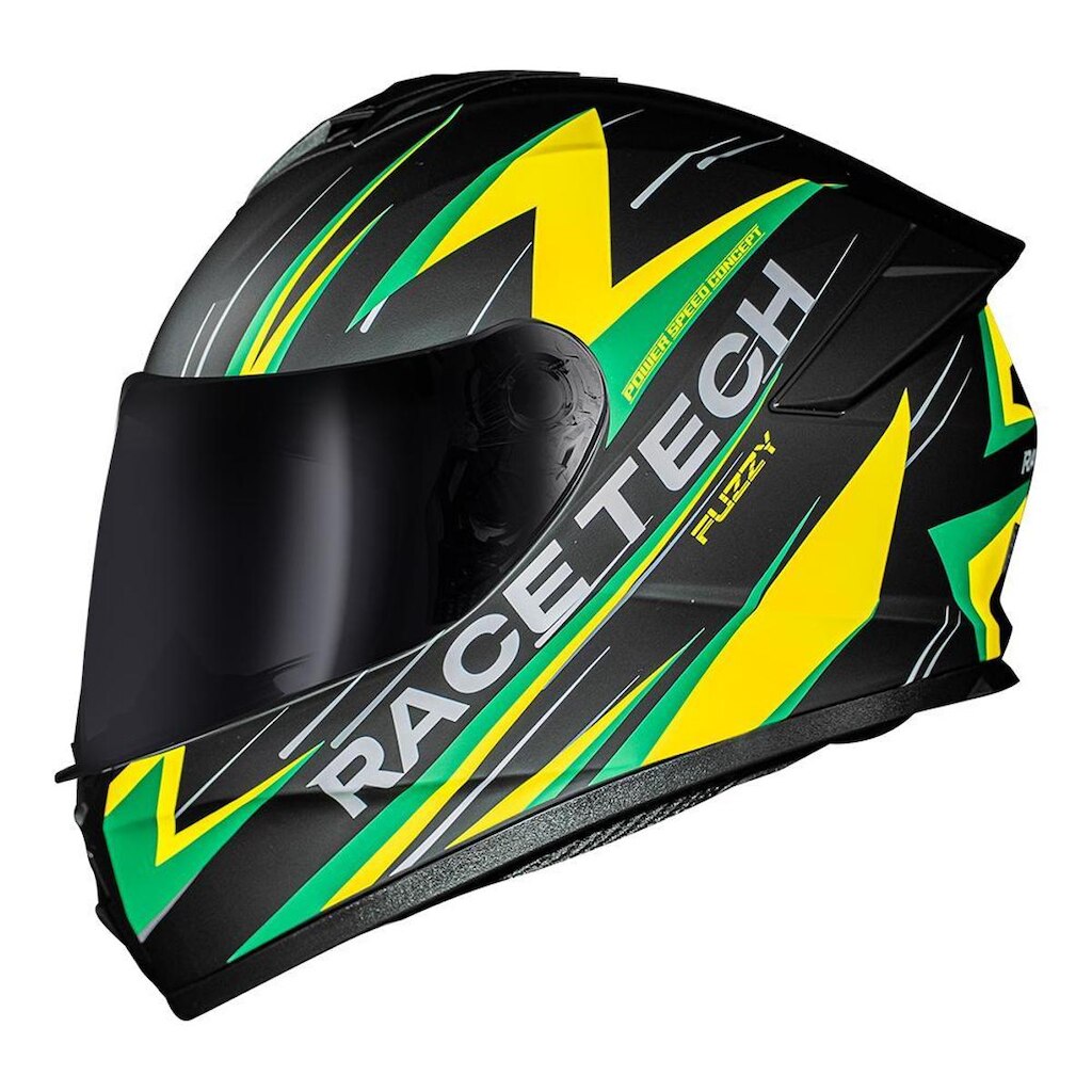 Capacete Race Tech Hit Fuzzy Preto Verde e Amarelo