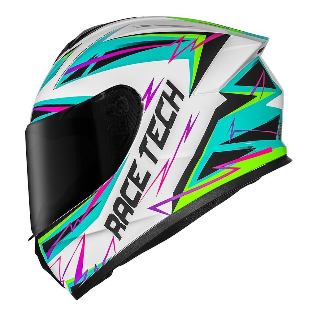 Capacete Race Tech Hit Spark Branco e Verde Brilhante