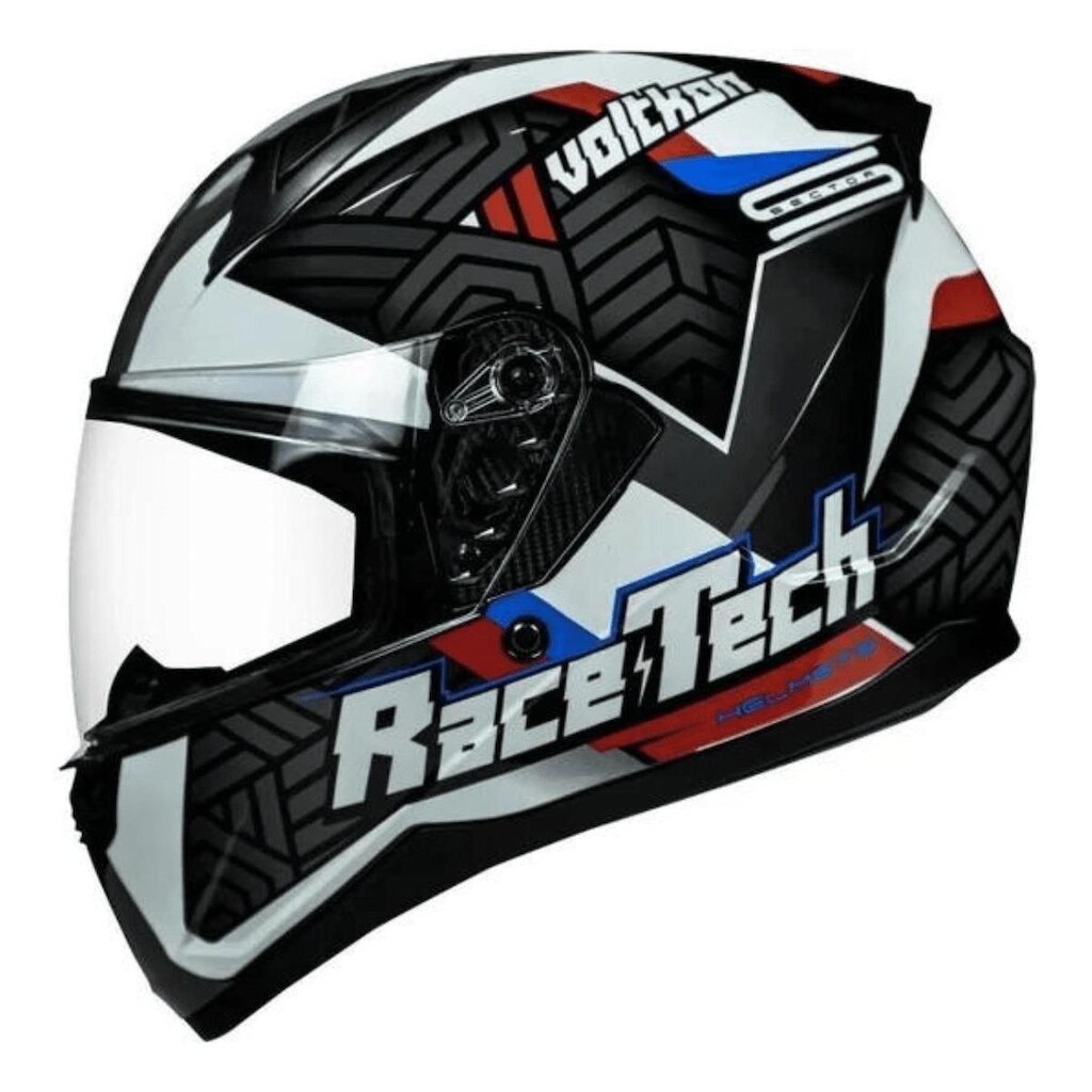 Capacete Race Tech Sector Voltkon Preto Branco