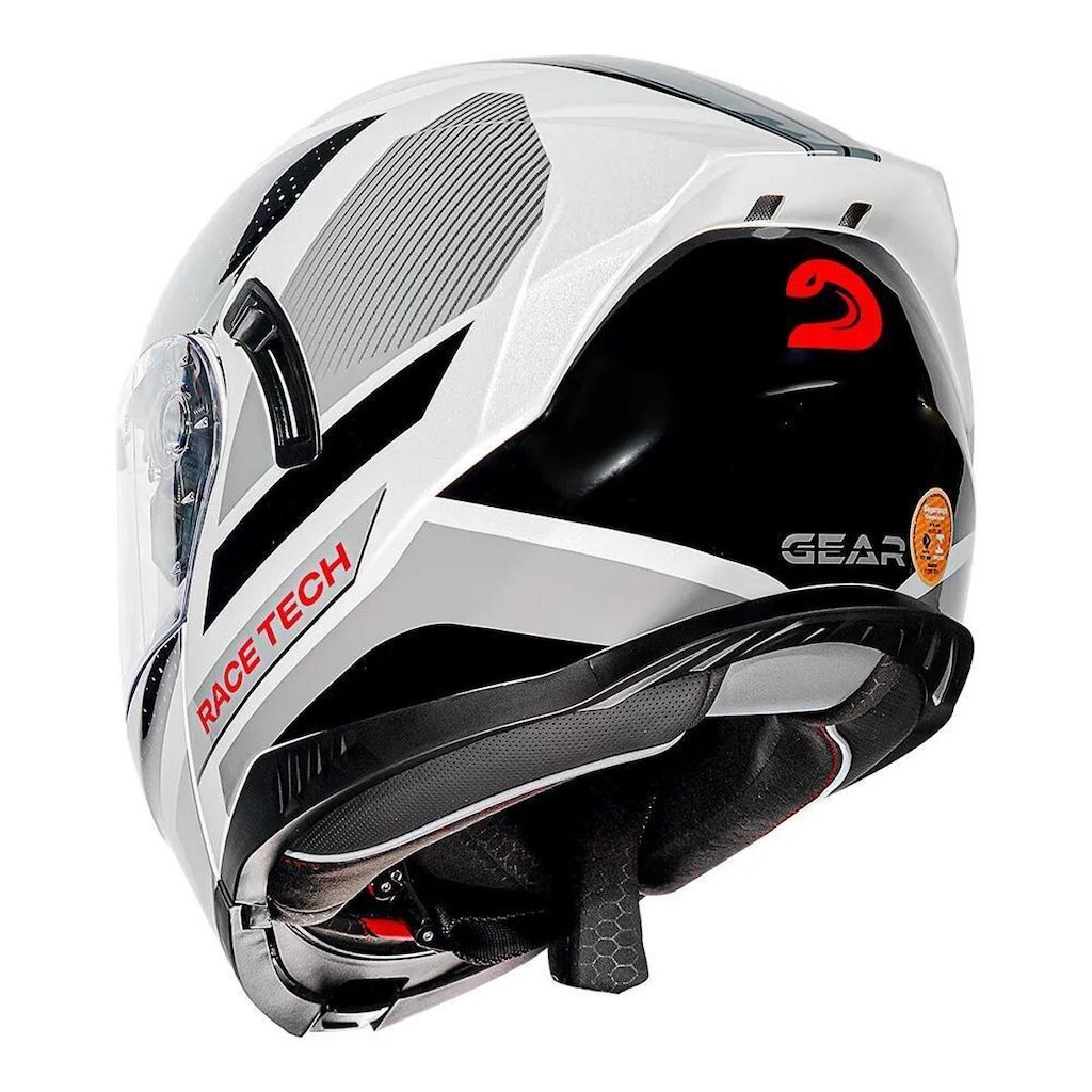 CAPACETE RACE TECH SIGNAL GEAR PRETO BRANCO