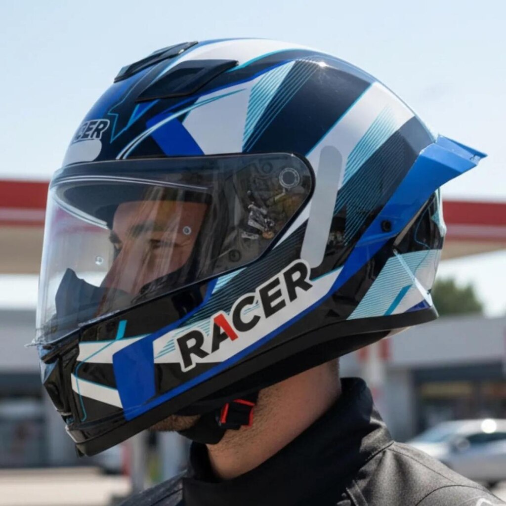 Capacete Racer1 Rc1 Icone Branco Preto Azul