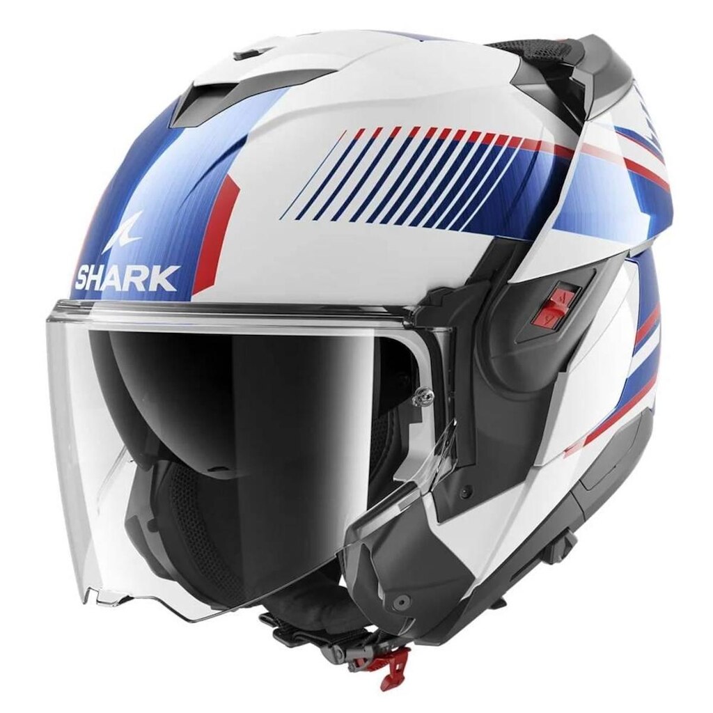 Capacete Shark Oxo Sikter Wub Branco Azul e Vermelho