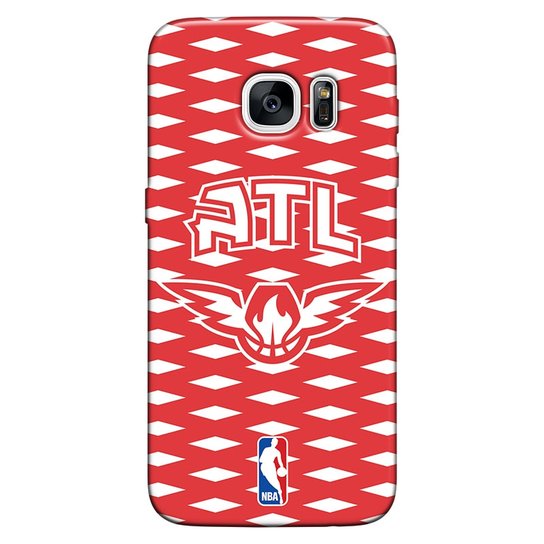 Capinha de Celular NBA Atlanta Hawks - Samsung Galaxy S6 Edge - Vermelho+Branco