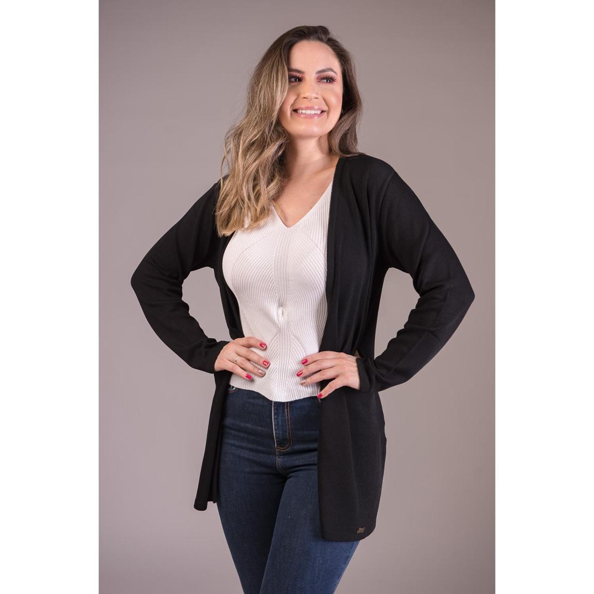 cardigan alongado em tricô