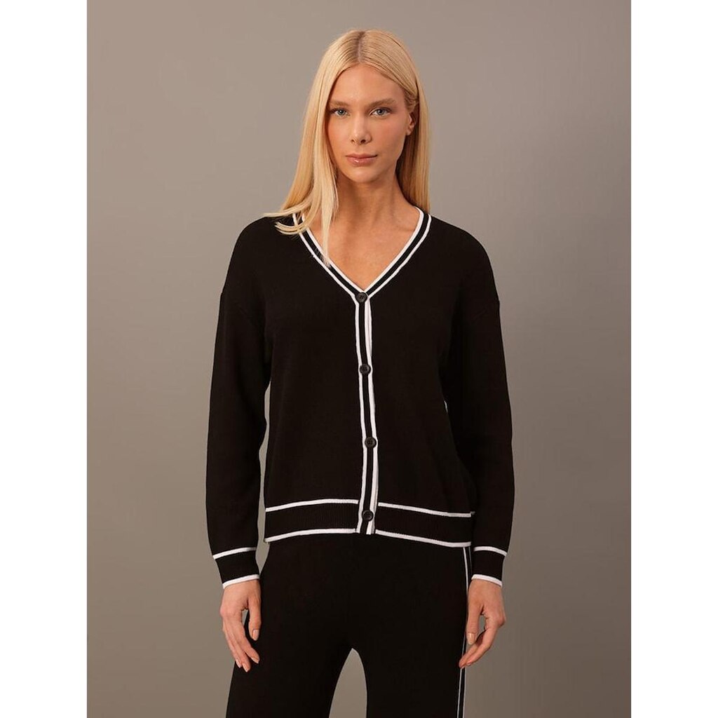 Cardigan Calvin Klein  Com Detalhes Contrastantes