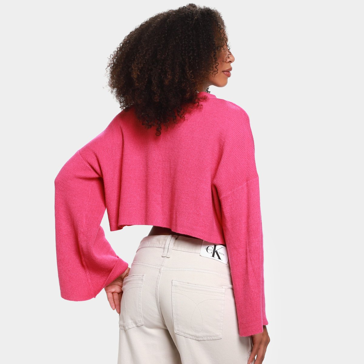 Cardigan Cropped Dzarm Tricô Feminino - 1
