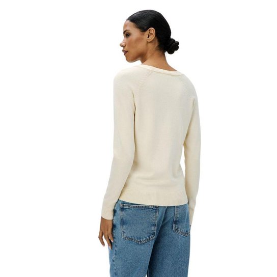 Cardigan Hering Feminino em Tricô Gola V Amarelo Bebê de Botão