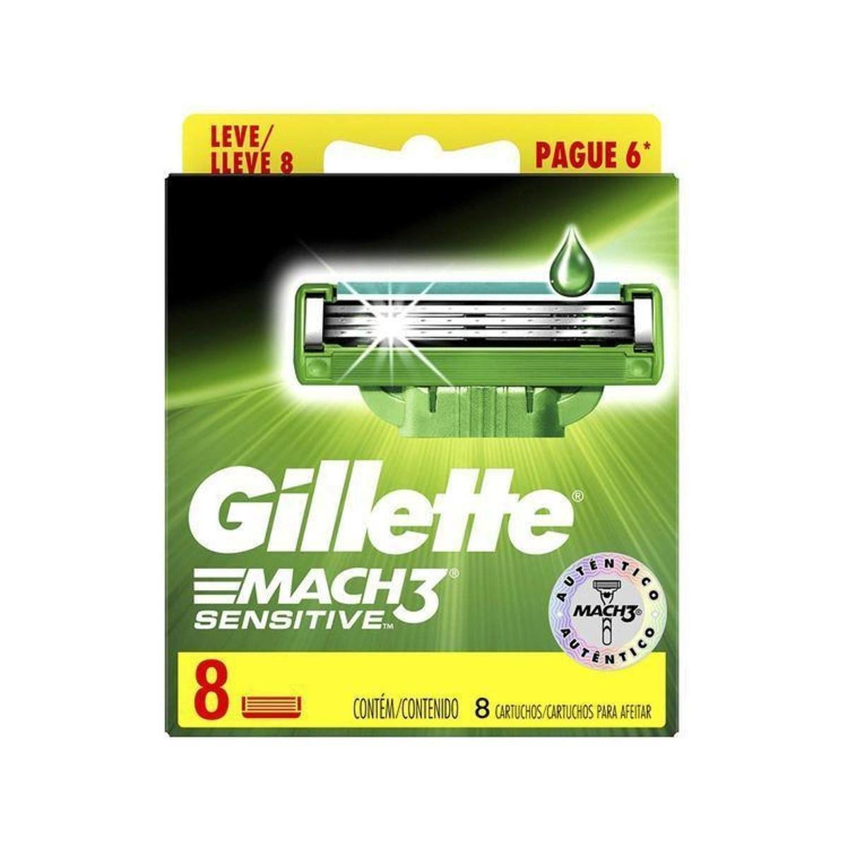Menor preço em Carga Gillette Mach3 Sensitive + 8 Unidades