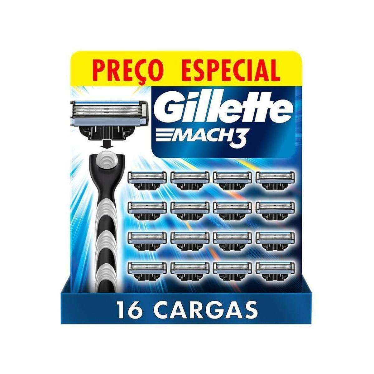 Carga para Aparelho de Barbear Gillette Mach 3 - 16 Unidades