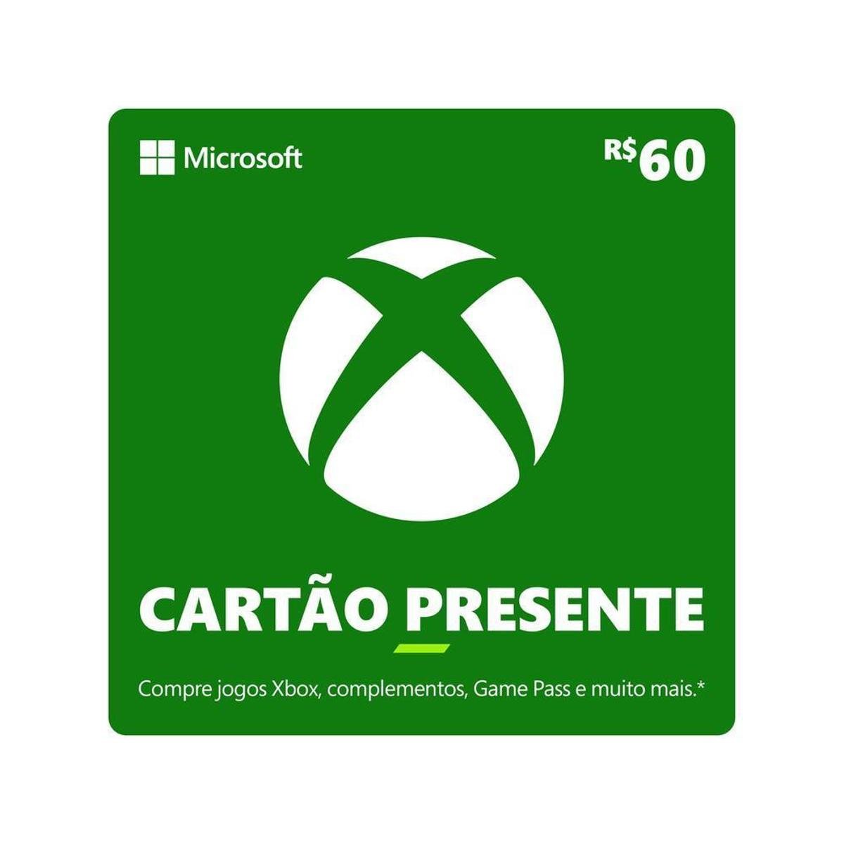 Cartão Presente Digital Xbox R$ 60,00 Microsoft