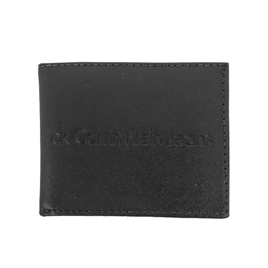Carteira Calvin Klein Jeans Couro Acronym Texture Preta - Preto Menor preço em Carteira Calvin Klein Jeans Couro Acronym Texture Preta - Preto