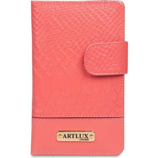 Carteira Couro Feminina Artlux com Ponteira 558 - Coral Menor preço em Carteira Couro Feminina Artlux com Ponteira 558 - Coral