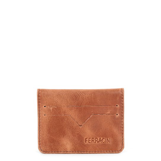 Carteira Couro Ferracini Porta Cartão Masculina - Caramelo Menor preço em Carteira Couro Ferracini Porta Cartão Masculina - Caramelo